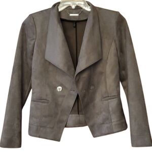 WHBM Womans Grey Faux Suede Moto Jacket Size‎ 2